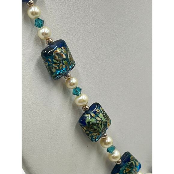 Murano Glass Necklace Sterling Silver Clasp Freshwater Pearls Blue
Gold Van Gogh - Picture 4 of 14